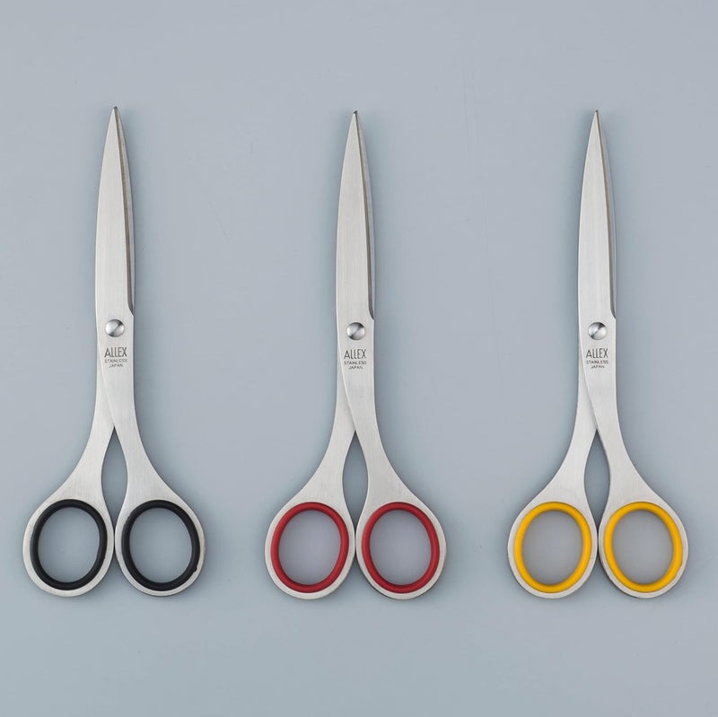 ALLEX\アレックス Japanese Office Scissors for Desk, Medium 6.5" All Purpose Scissors, Made in JAPAN, All Metal Sharp Japanese Stainless Steel Blade with Non-Slip Soft Ring, Yellow - Image 2